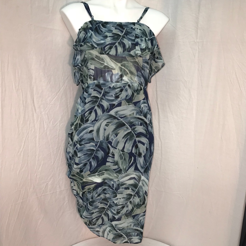 Womens green/blue floral strap dress